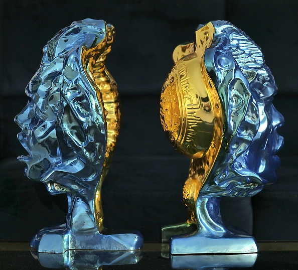 Krzysztof Plonka - Invocatio Apocalypsis (Diptych) Blue Gold Sculpture