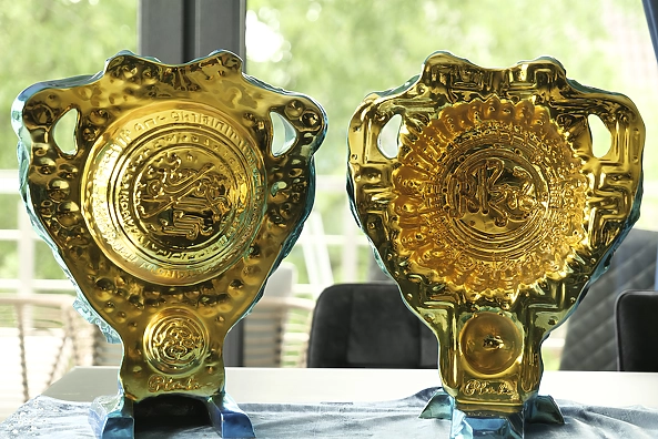 Krzysztof Plonka - Invocatio Apocalypsis (Diptych) Blue Gold Sculpture