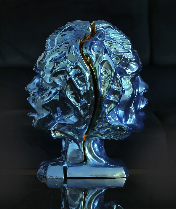Krzysztof Plonka - Invocatio Apocalypsis (Diptych) Blue Gold Sculpture