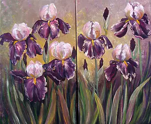 Małgorzata Mutor - Irysy na różowym tle