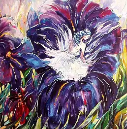 Danuta Polniaszek, Ирис и Ангел, Акрилова картина - холст, 90 x 70
