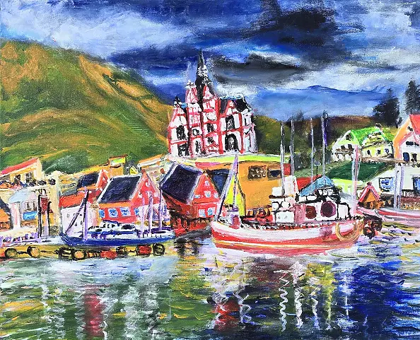 Krystyna Mościszko - Islandia,  płótno, 40x50x2 cm.