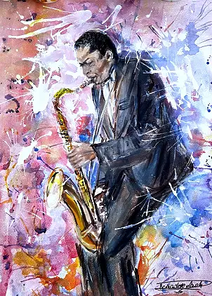 Bernadeta Nowak, JOHN COLTRANE, Akwarele, Gwasz  - papier, 35 x 48