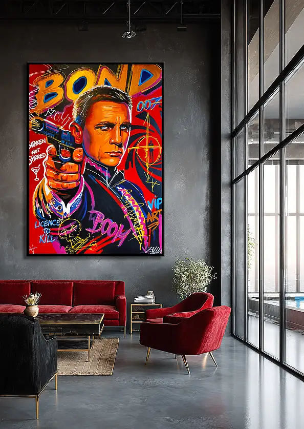 Emma Chodorowska, ,,James Bond", Obraz akrylowy - płótno, 85 x 120