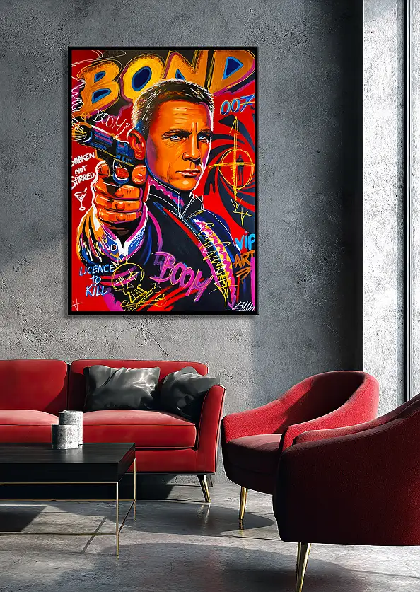 Emma Chodorowska, ,,James Bond", Obraz akrylowy - płótno, 85 x 120