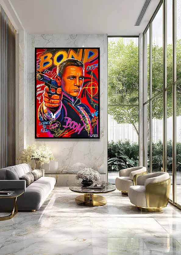 Emma Chodorowska, ,,James Bond", Obraz akrylowy - płótno, 85 x 120