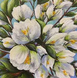 Yana Yeremenko - "Jasmine", flowers painting, acrylic