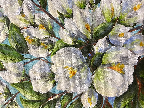 Yana Yeremenko - "Jasmine", flowers painting, acrylic