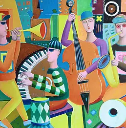 Mirosław Nowiński, "Jazz retrospection", Obraz akrylowy - płótno, 120 x 100