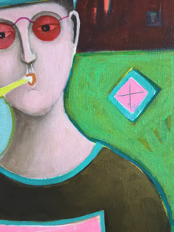 Mirosław Nowiński, "Retrospettiva sul jazz", Quadro ad acrilico - tela, 120 x 100