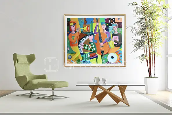 Mirosław Nowiński, "Retrospettiva sul jazz", Quadro ad acrilico - tela, 120 x 100