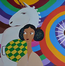 . Aza, единорог, Акрилова картина - холст, 50 x 50