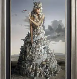 Tomasz Sętowski, Jej Wysokość Architektoniczna", rok 2018, Obraz olejny - płótno, 80 x 120