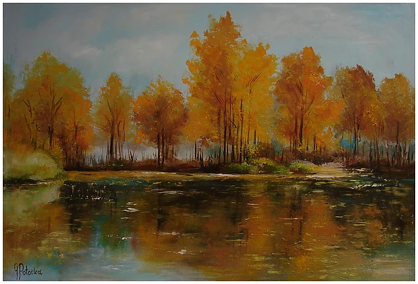 Grażyna Potocka - Jesień nieco zamglona obraz olejny 51-74cm