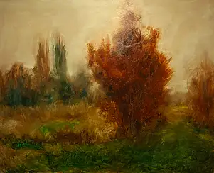 Marcin Stępniowski, Autumn in the park, Oil painting - board, 100 x 80