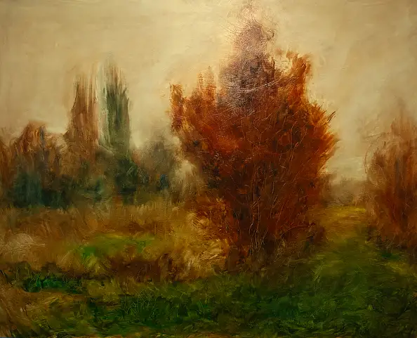 Marcin Stępniowski, Autumn in the park, Oil painting - board, 100 x 80