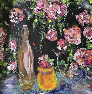 Ewa Mościszko, Jesienna nalewka 2, Obraz akrylowy - płótno, 50 x 50