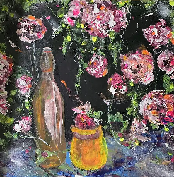 Ewa Mościszko, Jesienna nalewka 2, Obraz akrylowy - płótno, 50 x 50