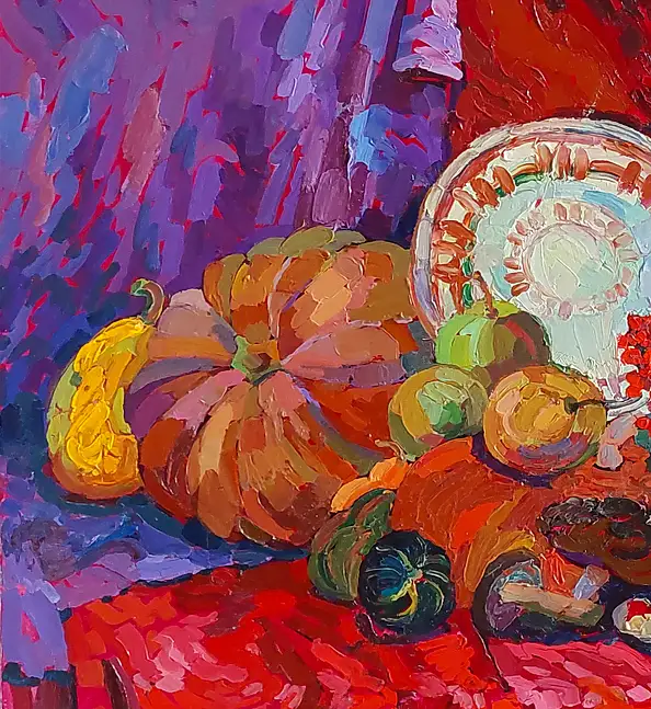 Anastasiia Kurkova, Jesienne Dary, Obraz olejny - płótno, 110 x 80