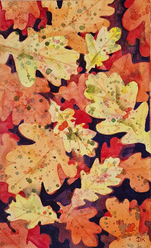 Danuta Kolis - Watercolor - Autumn leaves
