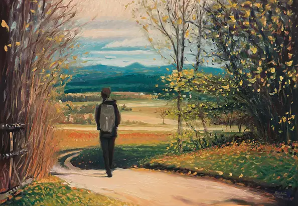 Wojciech Pater, Paesaggio autunnale II, Quadro a olio - pannello, 100 x 70