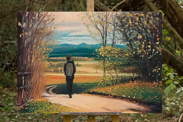 Wojciech Pater, Paesaggio autunnale II, Quadro a olio - pannello, 100 x 70