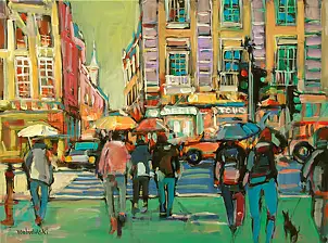 Piotr Rembieliński, Autumn rain in Paris, Acrylic painting - canvas, 80 x 60