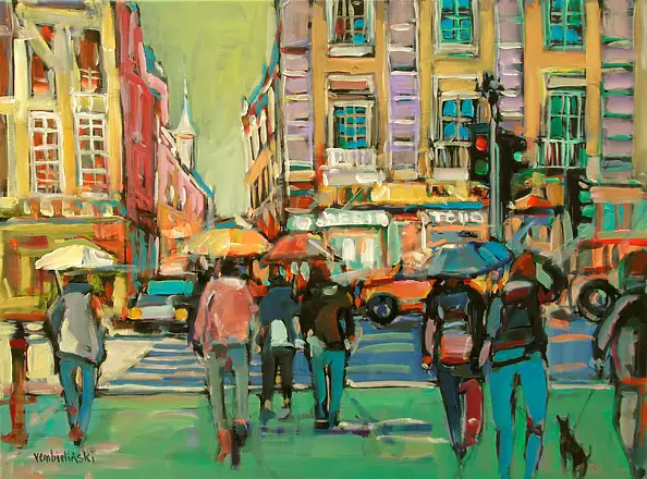 Piotr Rembieliński, Autumn rain in Paris, Acrylic painting - canvas, 80 x 60