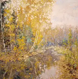 Marcin Stępniowski, "Jesienny las", Obraz olejny - płyta, 80 x 70