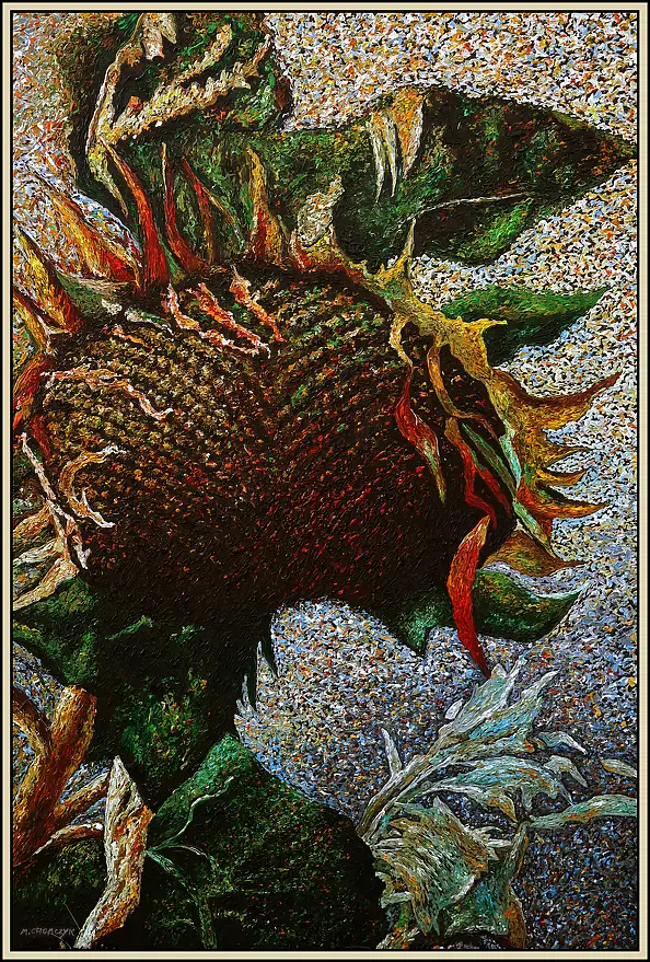Marek Chomczyk, Tournesol d'automne, Peinture acrylique - toile, 100 x 150