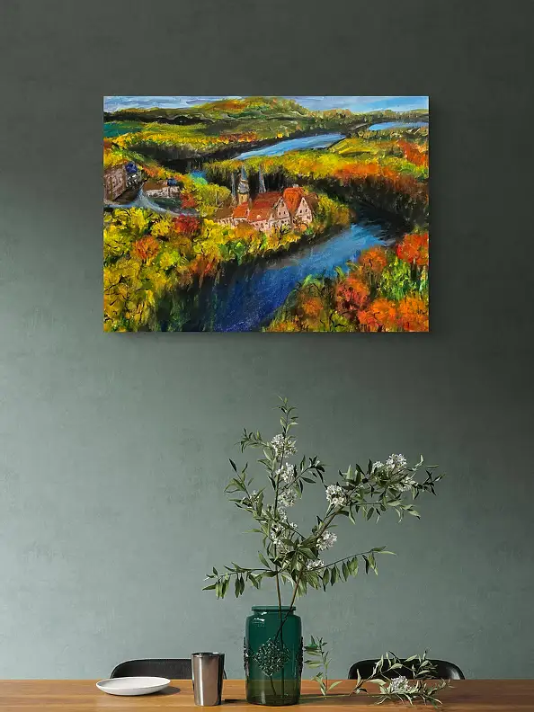 Krystyna Mościszko, Jesienny zkatek, Zamek Czocha, Obraz akrylowy - , 75 x 55