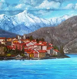 Iwonna Salak, Comer See, Ölbild - Leinwand, 60 x 50