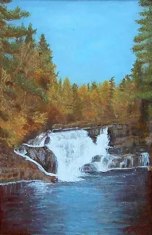   - Lake over a waterfall