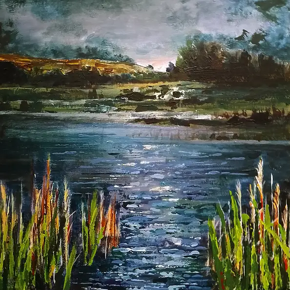 Marta Milewska, Jezioro przed burzą , Obraz akrylowy - płótno, 40 x 40