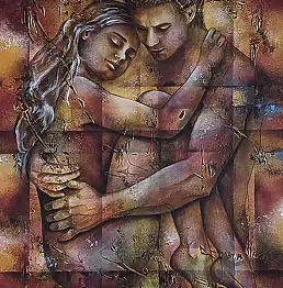 Małgorzata Greguła, KIEDY CIĘ TRZYMAM, NICZEGO SIĘ NIE BOISZ, Obraz akrylowy - płótno, 50 x 65