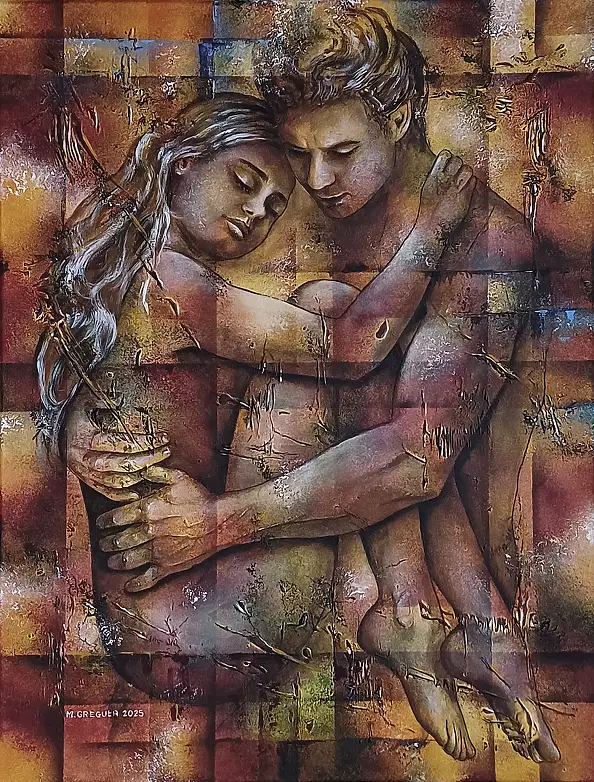 Małgorzata Greguła, KIEDY CIĘ TRZYMAM, NICZEGO SIĘ NIE BOISZ, Obraz akrylowy - płótno, 50 x 65