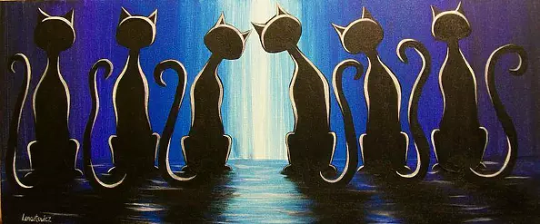 Michał Lenartowicz - KOCURY - obraz olejno-akrylowy 70x30cm