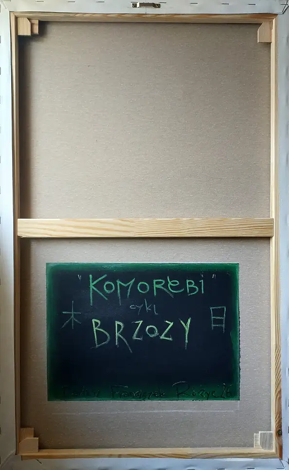 Dariusz Franciszek Różyc, ''KOMOREBI'' cykl ''Brzozy'', Obraz akrylowy - płótno, 47 x 80