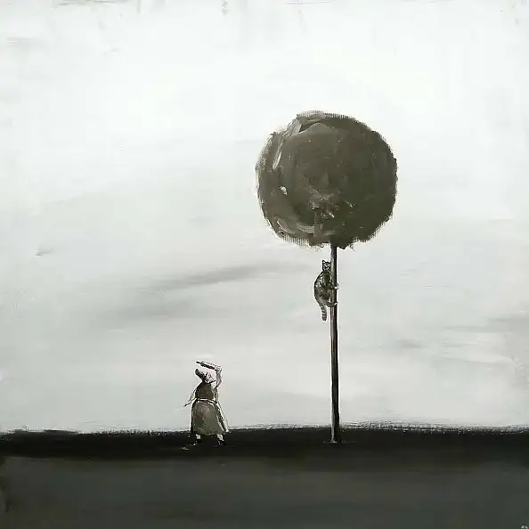 Andrzej Cybura, THE CAT MACIEJ, Acrylic painting, Oil painting - canvas, 80 x 80