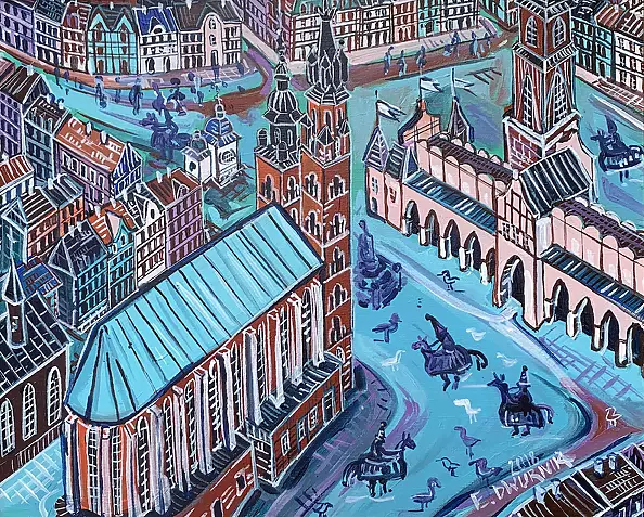 Edward Dwurnik - KRAKÓW - Obraz olejny