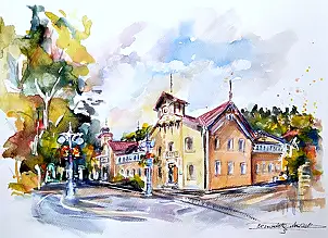 Bernadeta Nowak, KRYNICA ZDRÓJ - VECCHI BAGNI MINERALI, Acquarelli, Guazzo - carta, 40 x 30