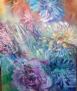 Anna Borcz, FLEURS DE SÉVILLE, Peinture à l'huile - toile, 75 x 95