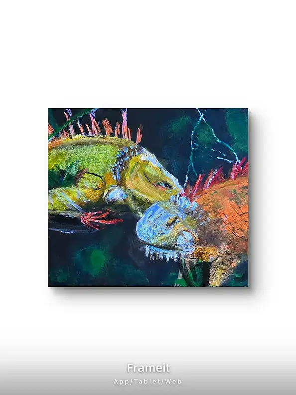 Krystyna Mościszko, Kameleony , 30x40x1 cm, Obraz akrylowy - płótno, 40 x 30