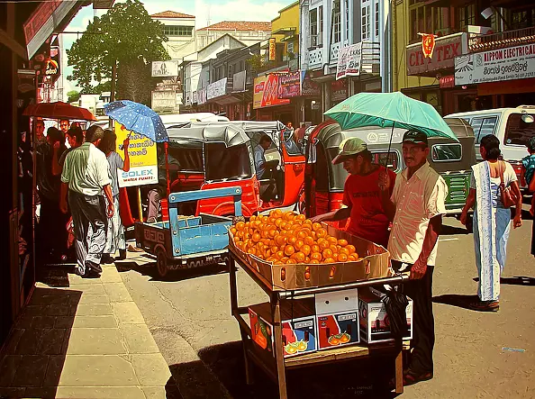 Andrzej A Sadowski - Kandy-stall with oranges