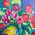 Anastasiia Kurkova, Karnawał Tulipanów, Obraz olejny - płótno, 25 x 35