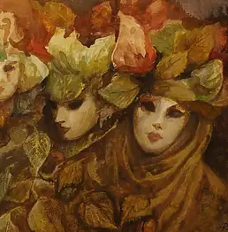 Dorota Leniec Lincow, Venezianischer Karneval, Aquarelle - Papier, 25 x 35