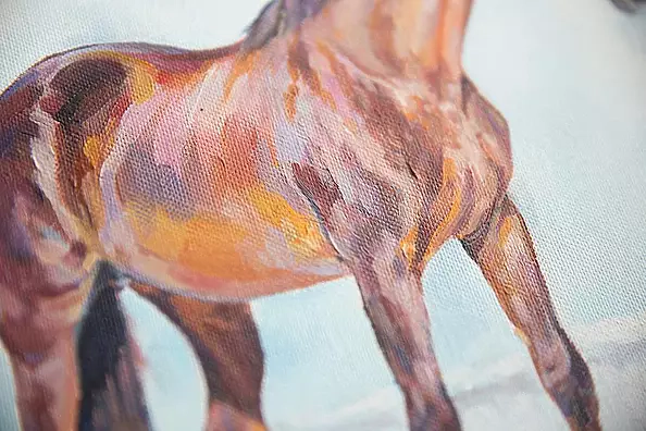 Anna Ewa Jarosz - Chestnut horse in sunny winter day