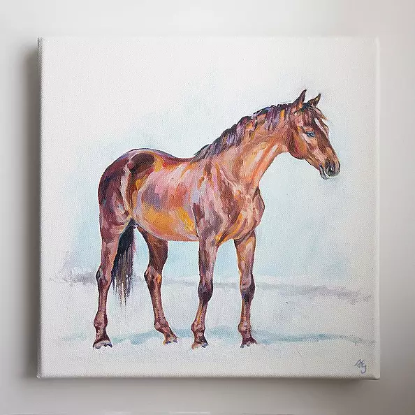 Anna Ewa Jarosz - Chestnut horse in sunny winter day