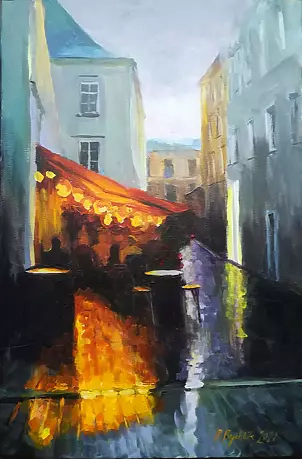 Renata Rychlik - Kawiarnia na Senackiej w deszczu