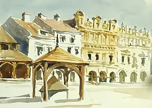 Jaroslaw Filipek, Kazimierz Dolny, Przybył Houses, No. 48, Watercolors - paper, 29 x 21